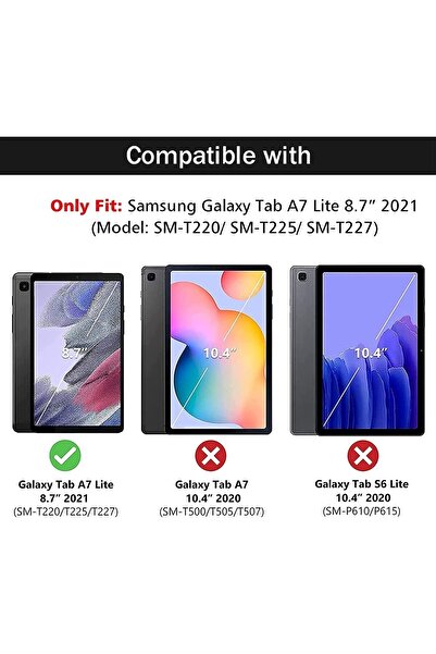 m.tk moveteck Samsung Galaxy Tab A7 Lite 8.7 Inç Sm-t220 Tablet Kılıfı Akıllı Smart Uyku Modlu Katlanabilir Şeffaf