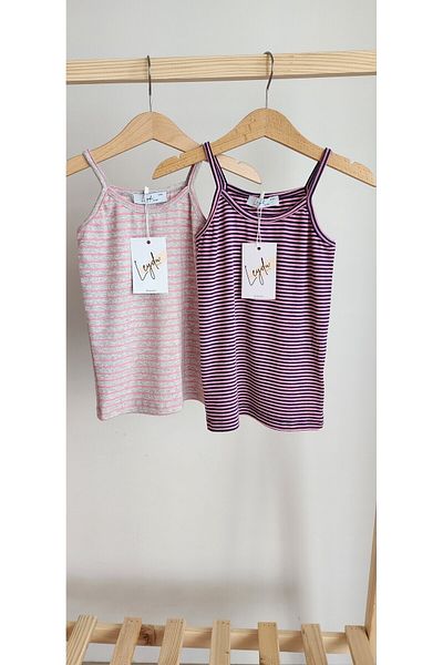 Leydukids Κοριτσίστικο 2 τεμάχια ριγέ Crop Μπλούζα Μπλούζα Μπλουζάκι Καμισόλα με λουράκι