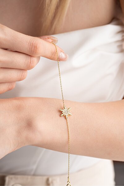 Nereze 925 Ayar Gümüş Gold Altıgen Tasarım Kartanesi Model Bileklik