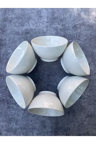 RUBİ PORSELEN 6-Person Jumpsuit Porcelain 14 cm Deep Soup Bowl Set