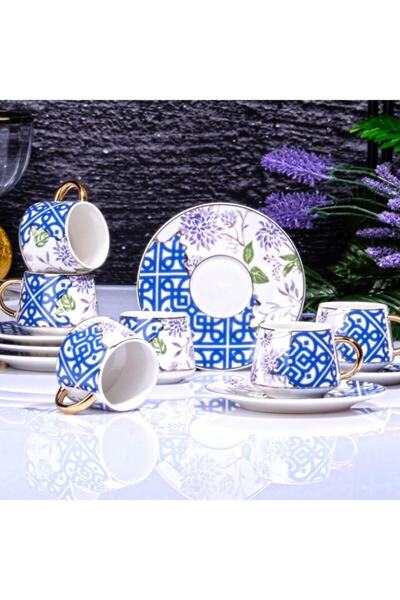 Kosova Porselen 6'lı 110 Cc Fincan Takımı Mavi Ist-86