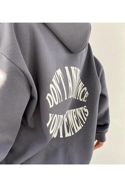 Keywest Unisex Plus Size Don't Announce Φούτερ με στάμπα 3 νημάτων με κουκούλα