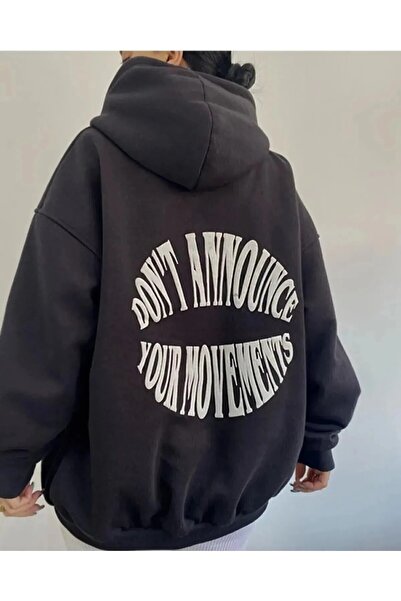MANCY Plus Size Unisex Don't Announce Printed 3 thread Hooded Sweatshirt