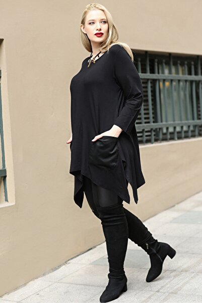 Curvy Trend Μακρυμάνικο τουνίκ με σχισμή μπροστά