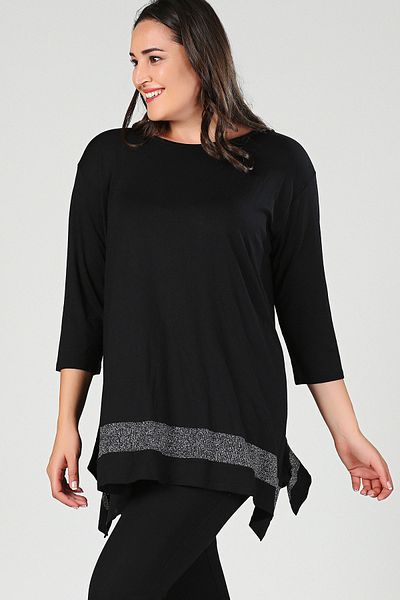 Moda Cazibe تنورة سوداء نسائية تونيك لامع M9259