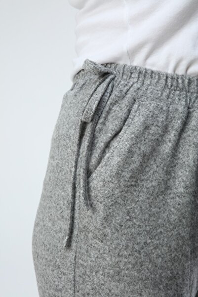 Moda Cazibe Women's Gray Soft Leg Frill Detailed Pajama Bottom