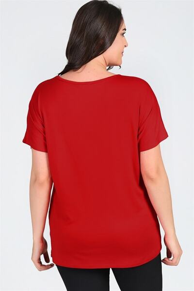 Curvy Trend Plus Size Glitter Detailed Short Sleeve Blouse