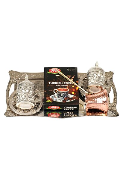 BAZAAR 4 Hediyelik Türk kahvesi Seti - Turkish Coffee Set Silver