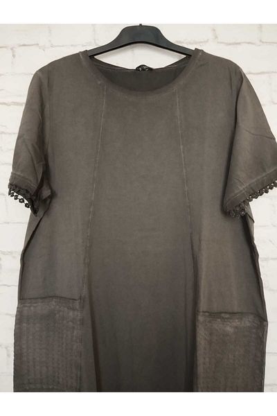 anne moda ankara Μονόχρωμο ύφασμα Voile Φόρεμα από βαμβακερό ύφασμα