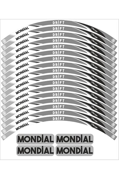 Genel Markalar MONDİAL DRİFT L Uyumlu JANT ŞERİDİ STİCKER GRİ SİYAH