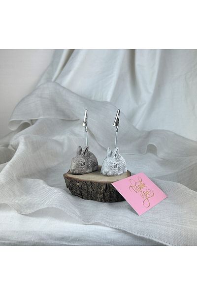 oasis decoration Antique Rabbit 2-Piece Note Holder Set, Photo Holder