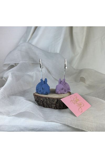 oasis decoration Grey Blue - Purple Rabbit 2-Piece Note Holder Set, Photo Holder