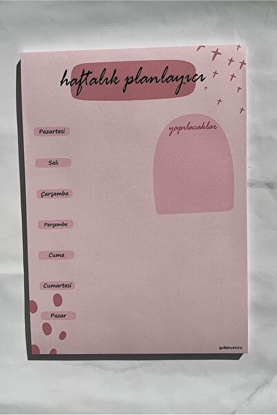 Pembe Tasarım Haftalık Planlayıcı , Bloknot (A5 ,15X21)