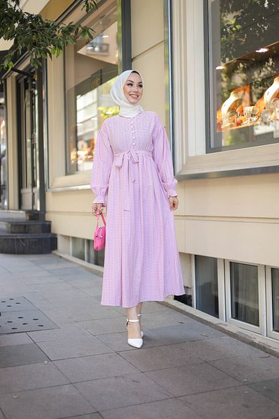 shalby Rochie din bumbac Hijab Lady, pudră lată