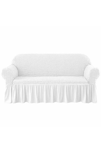 FurkanTicaret Husa elastica de canapea Bürümcük Husa de canapea Lycra 3 bucati Husa de canapea Burumcuk Crema