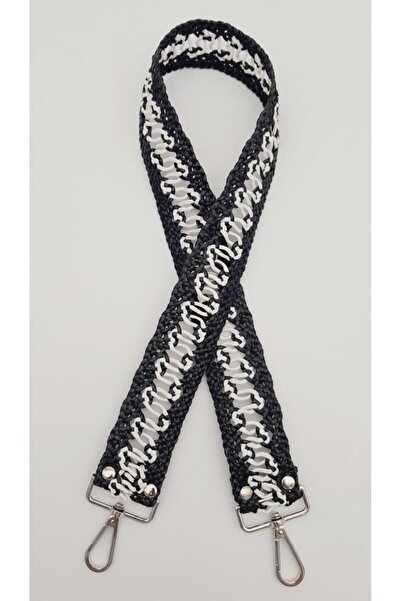 angel çanta aksesuar حقيبة منسوجة باللونين الأبيض والأسود - موديل LED، مقبض م...