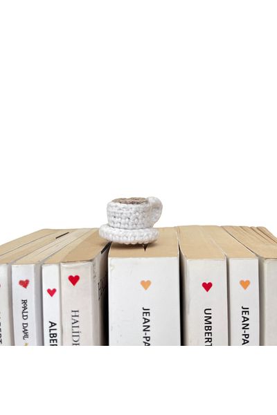 sumicorn Cute Amigurumi Knitted Coffee Cup Bookmark,Book Accessory,Gift for Book Lovers