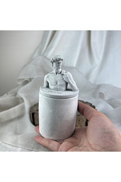 oasis decoration Gray Antique David and Apollo 2-Piece Box Set with Lid, Decorative Concrete Box