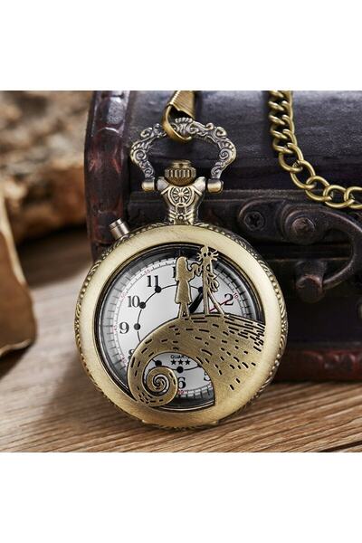 keyfim shop Kişiye Özel Sevimli Çift Görünümlü Büyük Boy Köstekli Saat Kolye