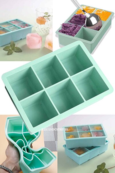 İles Gurme Silikon Buzluk Buz Kalıbı, 6'lı Küp, Yeşil