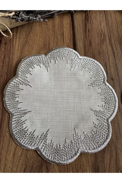 NURHAN HOME COLLECTION Πετσέτα παρουσίασης κοκτέιλ 6 τεμαχίων Ασημένιο γυαλιστερό μοντέλο Ασημένιο κεντημένο