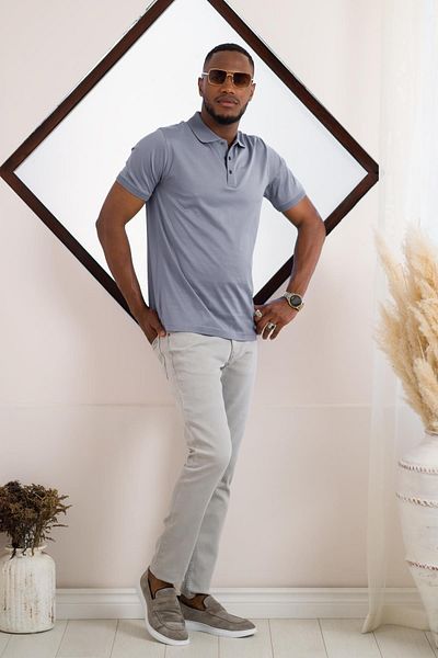 nehir by ahmet fulker Ανδρικό μπλουζάκι Faruk Ülker Polo Neck Snap Fastener Mercerized Superfine Cotton