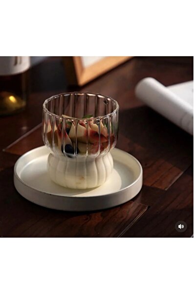 M Mimoza Park Isıya Dayanıklı Borosilikat Katlı Burgu Şeklinde Bardak | Kahve Ve Sunum Bardağı - 1 Adet