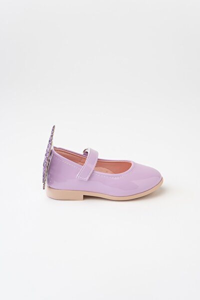 Banamio Papillon Arkası Kelebekli Kız Çocuk Bantlı Rugan Ayakkabı (lila)