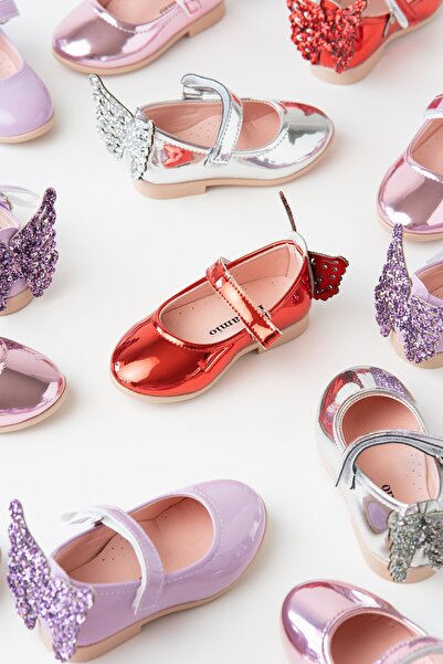 Banamio Papillon Arkası Kelebekli Kız Çocuk Bantlı Rugan Ayakkabı (lila)