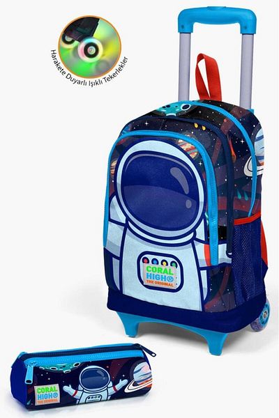 Coral High Set de genți pentru copii Saks Blue Astronaut cu model 2 piese0223924