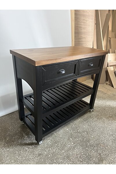 one design Tekerlekli Mutfak Tezgahı Çekmeceli Raflı Kahve Bangosu Sunum Standı 75x100x45