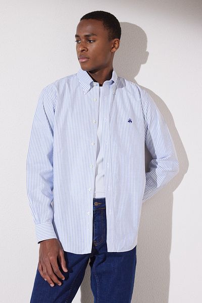 BROOKS BROTHERS Pánská modrá nežehlivá košile bez obsahu železa