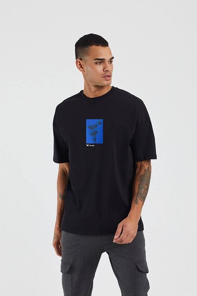 THEWERT Unisex Quiet Growth εμπριμέ μαύρο μπλουζάκι Oversize