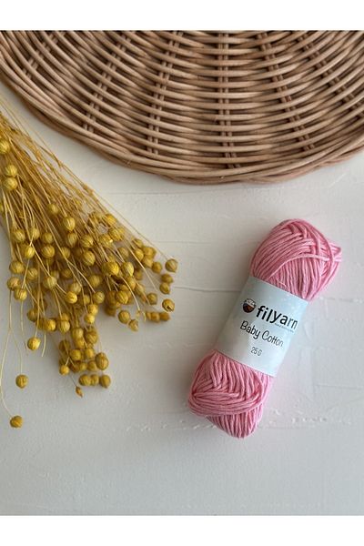 Filyarn Baby Cotton 100% Cotton Punch, Knitted, Amigurumi 25 Gr Cotton Yarn - Pink