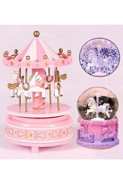 Canderel Atlı Karınca Unicorn Işıklı Kar Küresi Ve Müzik Kutusu 2 Li Set