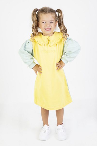 Harika KIDS Girl's Two Thread Fabric Medium Thickness Long Sleeve Knitted Basic Dress