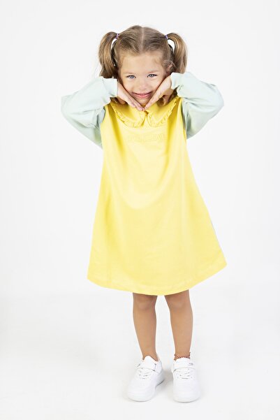 Harika KIDS Kız Çocuk İki İplik Kumaş Orta Kalınlıkta Uzun Kollu Örme BasicElbise