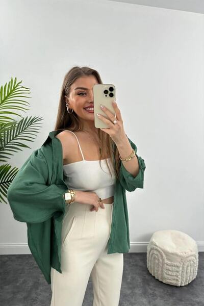 BuHe Cămașă oversize Lyocell fără umăr