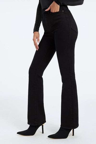 DRC trend Lulu Femei Negru Talie Înaltă Picior Evazat Blugi Negri Flare Pantaloni Denim