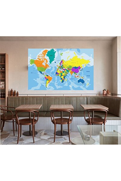 HDART Soyut Modern Dünya Haritası Kanvas Tablo