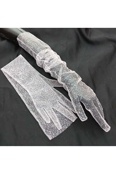 es moda shop Διαμαντένιο αστραφτερό βραδινό φόρεμα γάντια νύφης μακρύ μωρό ροζ