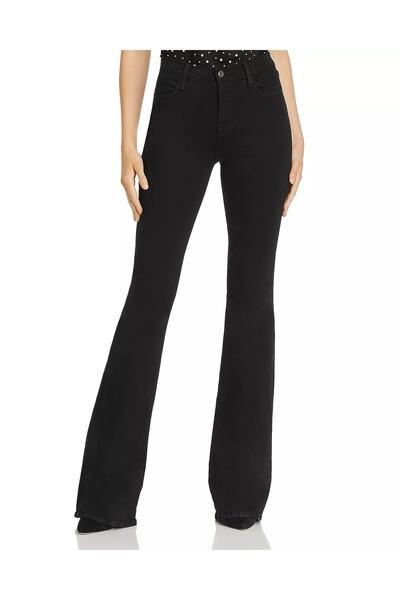 DRC trend Eloisew Visok struk Crne farmerke sa širokim nogavicama Zvonaste fa...