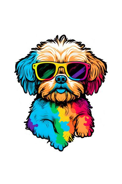 MegaSticker Autocolant pentru mașină/motocicletă/cască/laptop/parbriz cu model de câine colorat - 14x12 cm