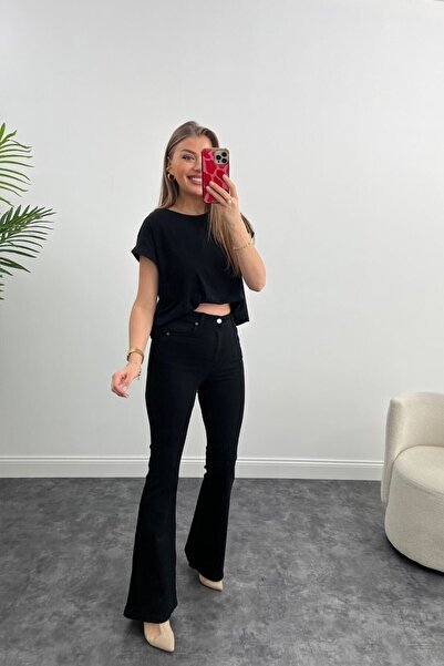 DRC trend Wendy Kadın Siyah Gold Premium Yüksel Bel Jean Pantolon