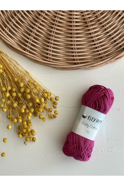 Filyarn Baby Cotton 100% Cotton Punch, Knitted, Amigurumi 25 Gr Cotton Yarn - Fuchsia