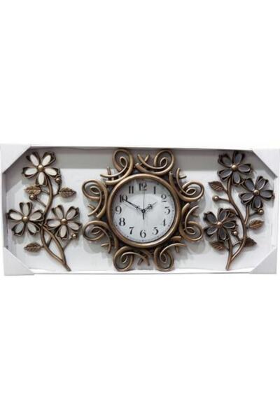 M3DECORİUM Ferforje Görünüm Üç 3 Parçalı Aynalı Çiçek Oymalı Duvar Saati