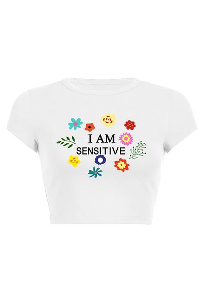 Jose Clothing CROP TOP CU MÂNECĂ SCURTĂ, ALB IMPRIMAT, BLUZ
