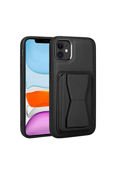zore Uyumlu Apple iPhone 11 Kılıf Kartlıklı Standlı ?Pu Deri Memo Kapak Zore