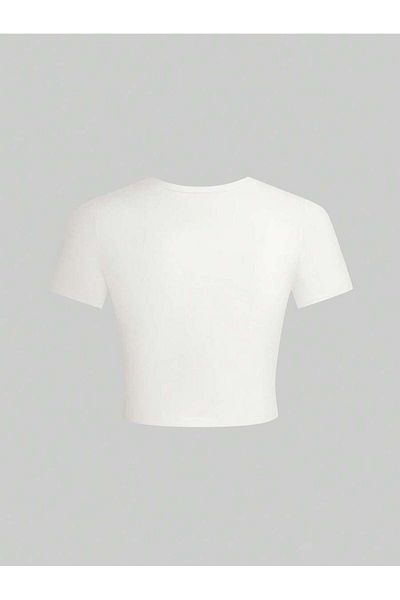 Jose Clothing ΓΥΝΑΙΚΕΙΟ ΚΟΝΤΟΜΑΝΙΚΙ ΛΕΥΚΟ ΤΥΠΩΜΕΝΟ CROP TOP BLUZ