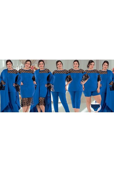 JENİKA Set cămașă de noapte pentru femei, mărime mare, 7 piese